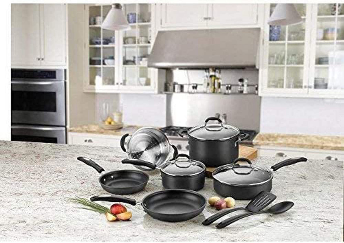 11-Piece Nonstick Hard-Anodized Cookware Set with 12 Piece Ceramic Coated Cutlery Set Z6556