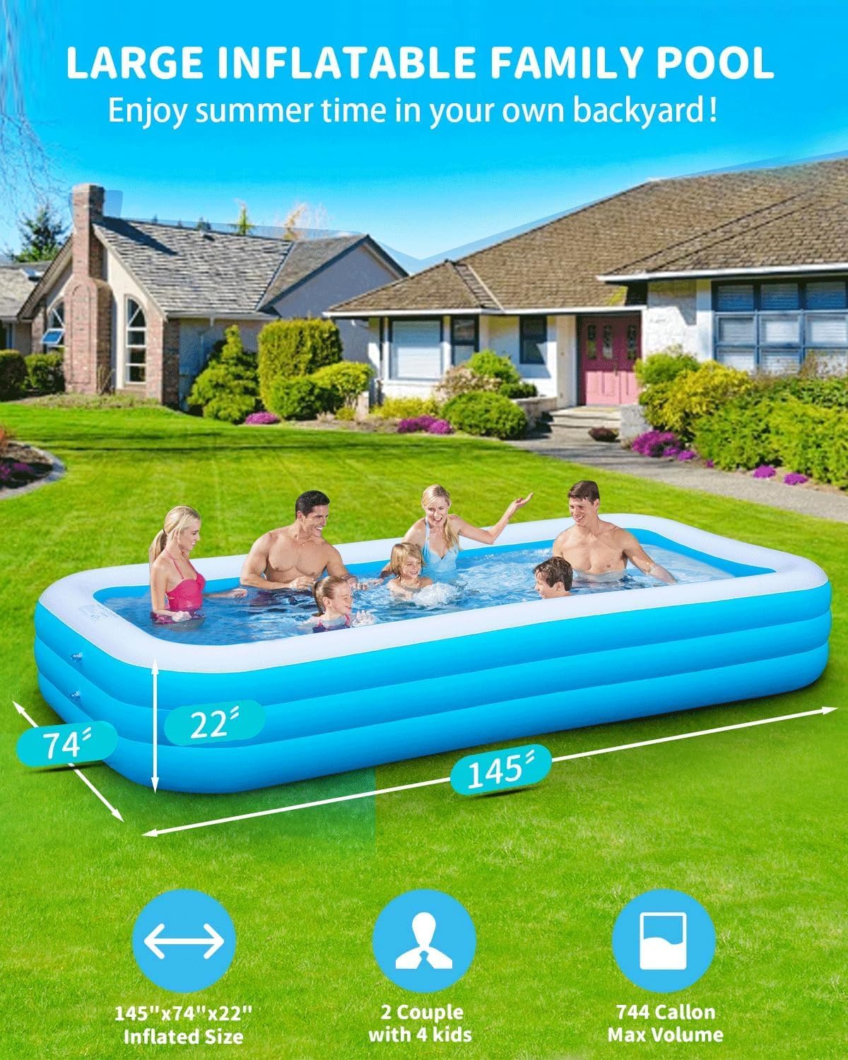 145"x74"x22" Inflatable Pool G9811