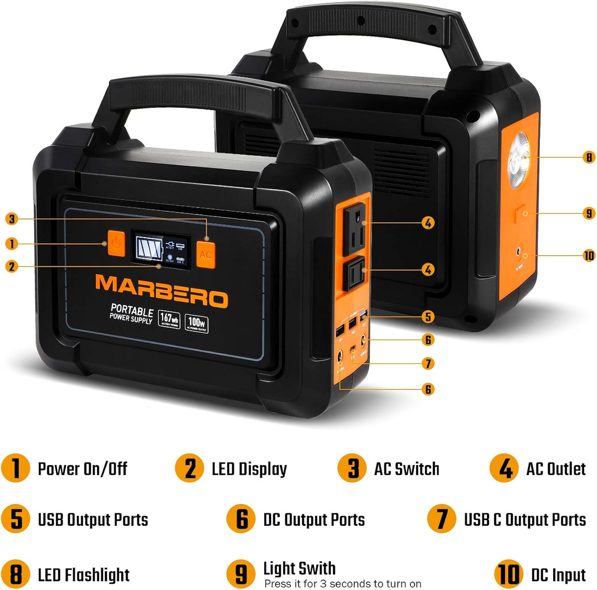 167Wh Portable Power Station with 110V AC Outlet T896693
