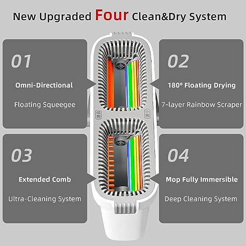 16'' Flat Mop and Bucket with Wringer Set with 4 Microfiber Pads R82753