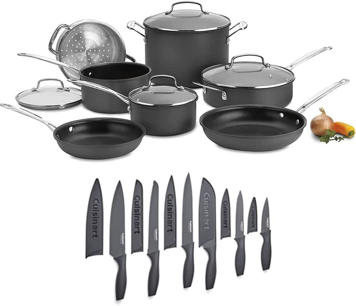 11-Piece Nonstick Hard-Anodized Cookware Set with 12 Piece Ceramic Coated Cutlery Set Z6556