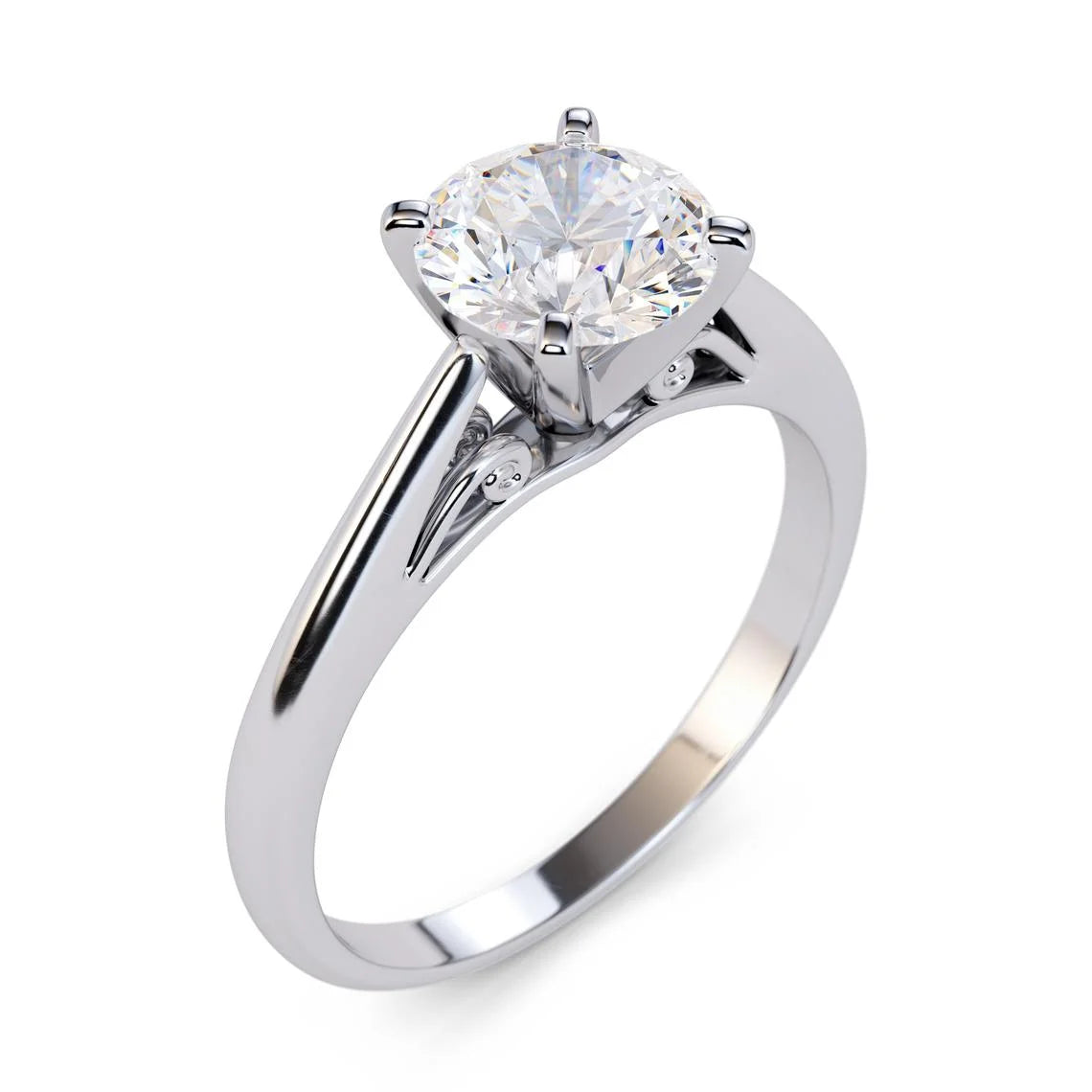 14K White Gold Solitaire Round Moissanite Wedding Ring V43257