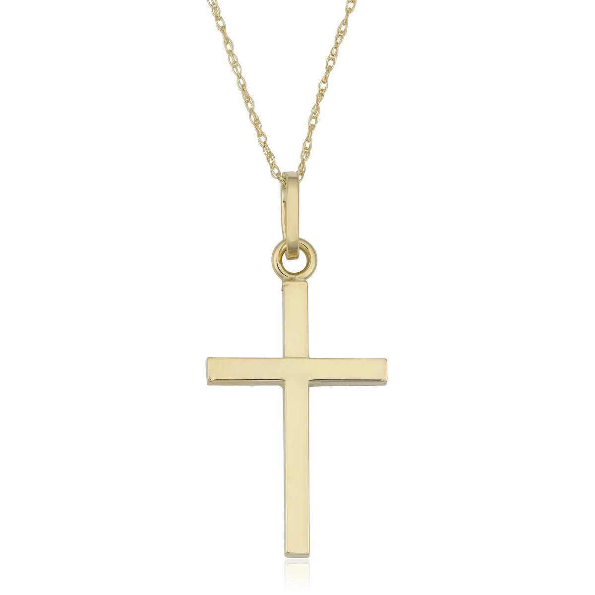 10k Yellow Gold High Polish Cross Pendant Rope Chain Necklace 18 inch F268675
