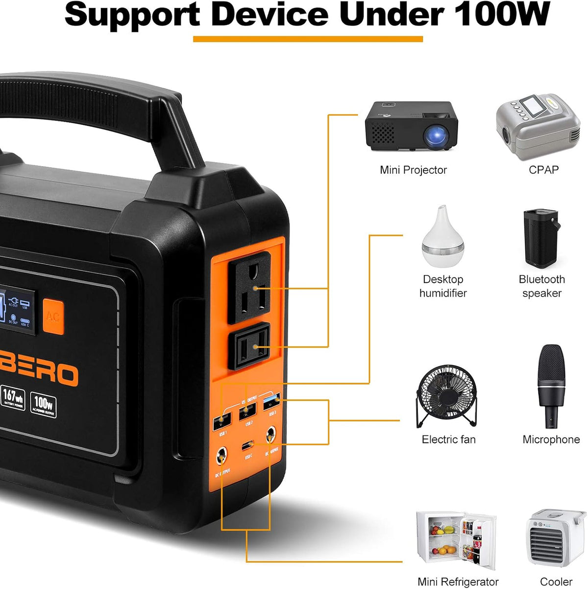 167Wh Portable Power Station with 110V AC Outlet T896693