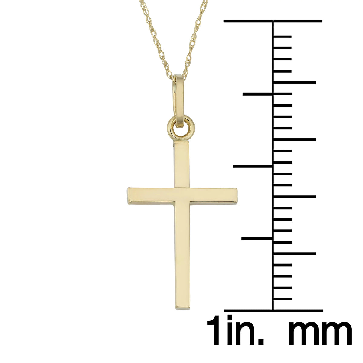 10k Yellow Gold High Polish Cross Pendant Rope Chain Necklace 18 inch F268675
