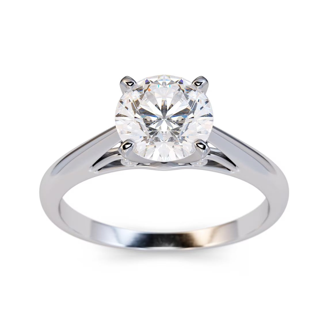 14K White Gold Solitaire Round Moissanite Wedding Ring V43257