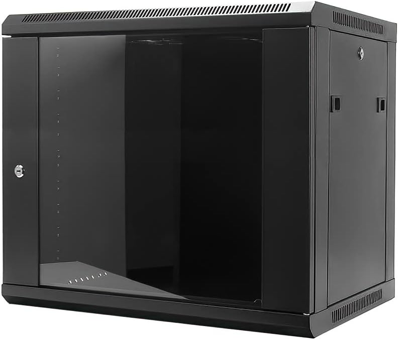15U Steel Server Rack Cabinet with Casters, Cooling Fan, Lockable Doors B165454
