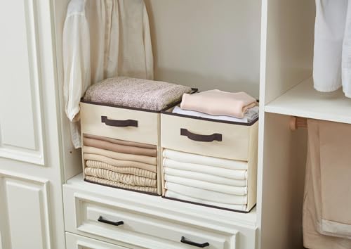 13 Inch Fabric Cube Storage Bins with Clear Window, Beige (6pcs) Y272
