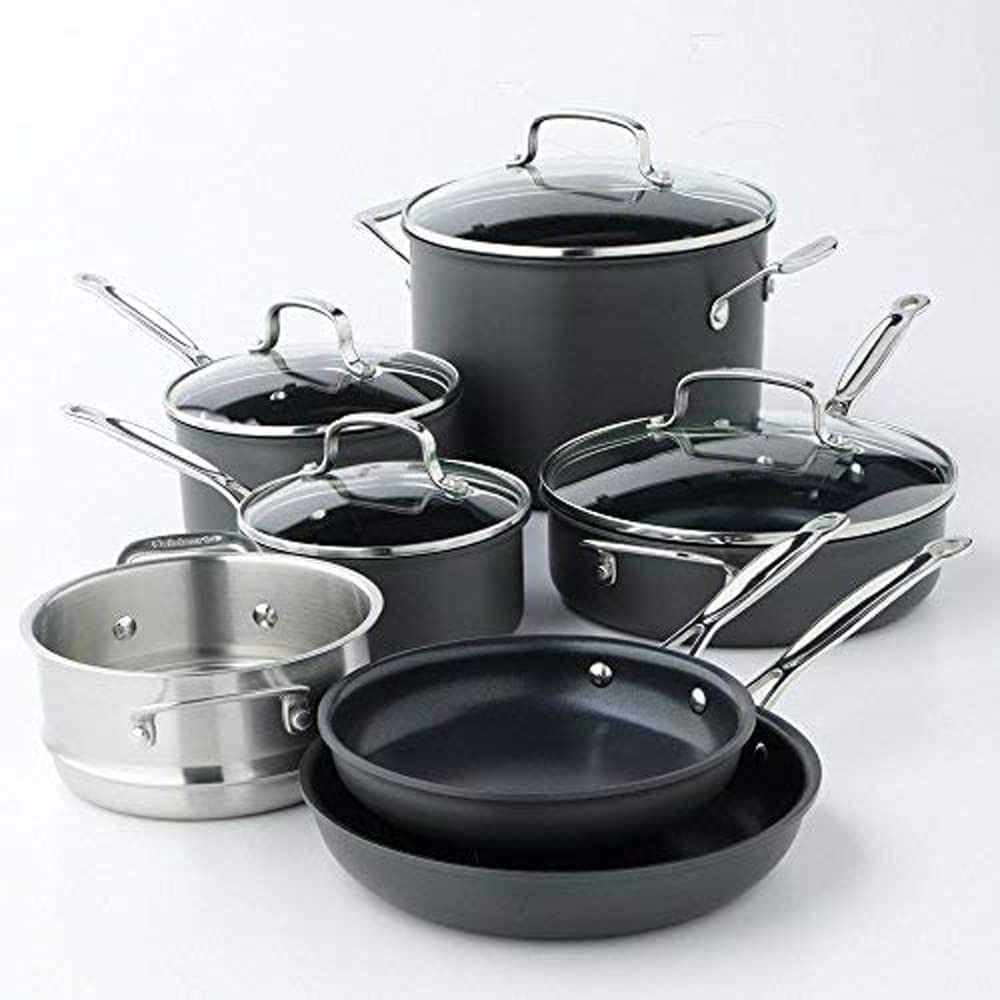 11-Piece Nonstick Hard-Anodized Cookware Set with 12 Piece Ceramic Coated Cutlery Set Z6556