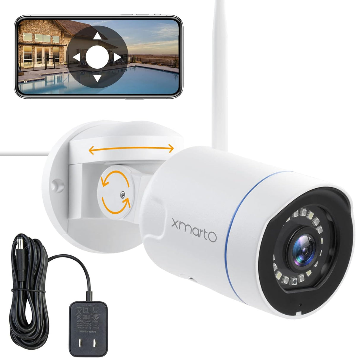 1296p HD Wireless Pan Tilt Security Camera with 2-Way Audio and Night Vision W441
