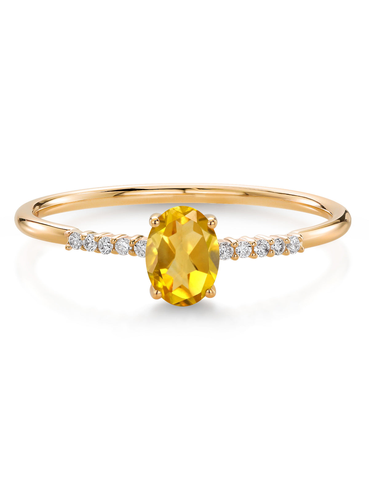 10K Yellow Gold Oval Citrine and White Lab Grown Diamond Engagement Ring T5278