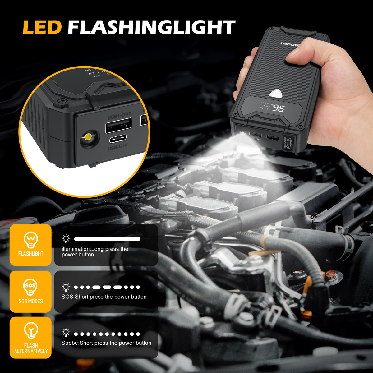 1500A Peak Portable Car Jump Starter with LED Display P374241