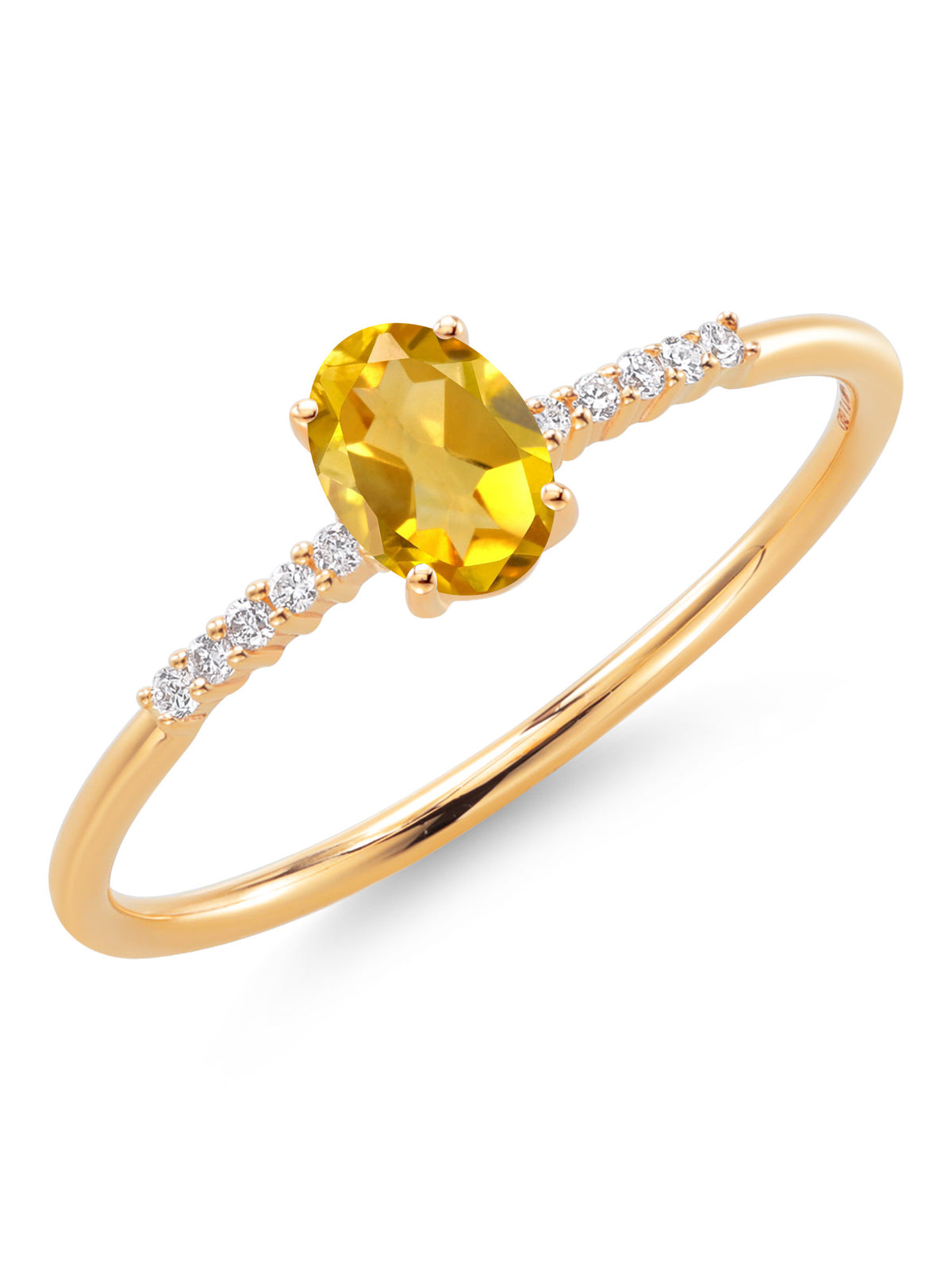 10K Yellow Gold Oval Citrine and White Lab Grown Diamond Engagement Ring T5278