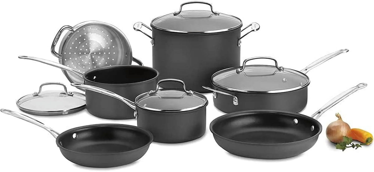 11-Piece Nonstick Hard-Anodized Cookware Set with 12 Piece Ceramic Coated Cutlery Set Z6556
