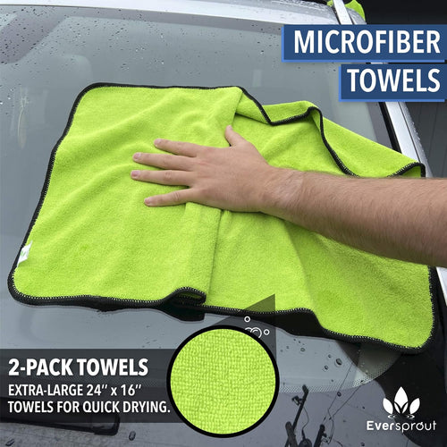 1.5-to-4 Foot Car Wash Kit with Extension Pole, Scrub Brush Pro, Swivel Squeegee, Carwash Mitts, Microfiber Towels D658472
